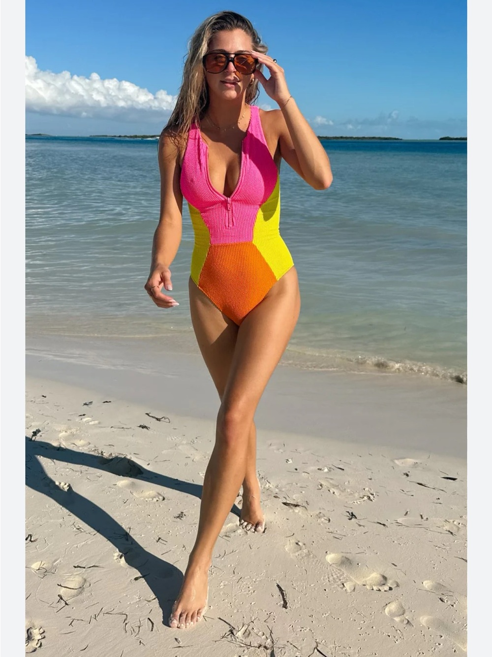 Show Me Your MuMu Pink, Yellow & Orange Colorblock One-Piece XXL